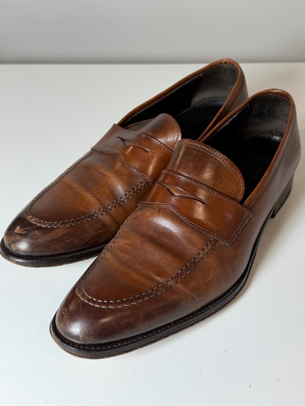 To Boot New York Size 9 Men's Antique Brown Genuine Leather Penny Loafers
